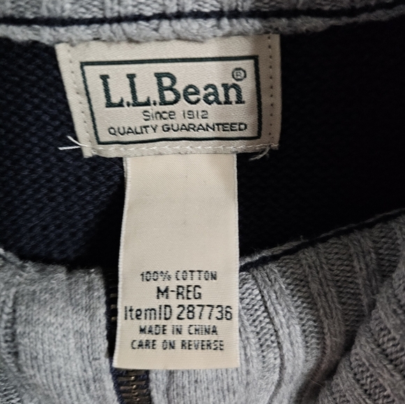 L.L. BEAN Quarter Zip Sweater Men Medium Navy Blue Classic Preppy Casual Hiking - Picture 4 of 6